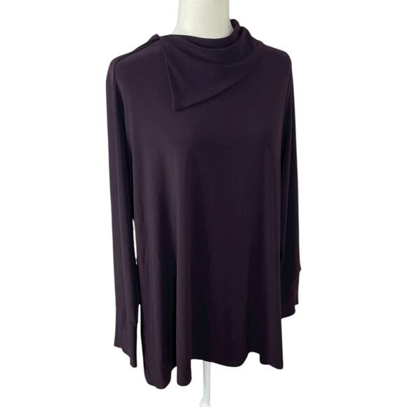 Sympli Stretch Jersey Cowl Neck Long Sleeve Pullover Tunic Top Sz 16 Effortless - Picture 3 of 13